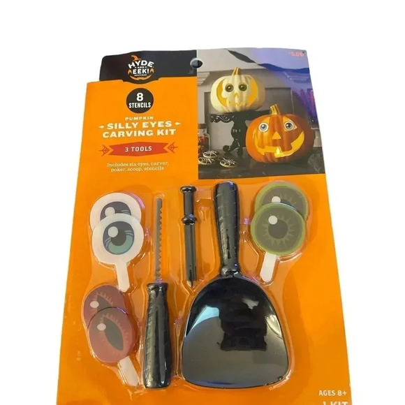 Hyde and Eek! Pumpkin Silly Eyes Carving Kit 3 tools and 8 patterns Halloween - Picture 1 of 2